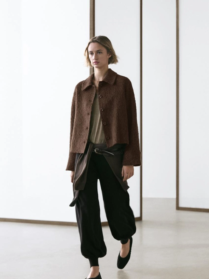 Кардиган из альпаки с воротником рубашки