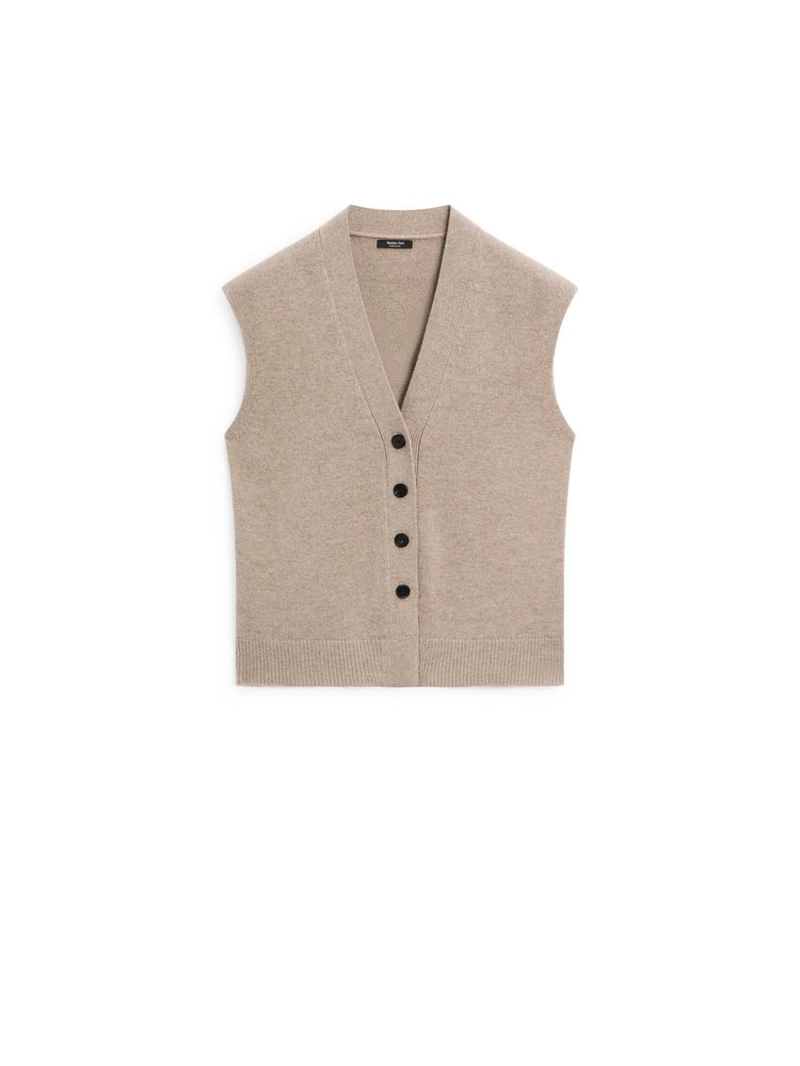 Жилет из вязаного шерстяного микса с v-образным вырезом