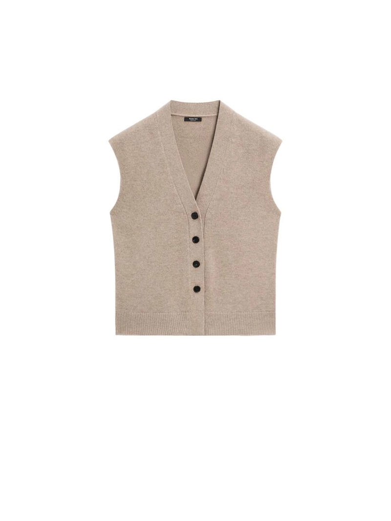 Жилет из вязаного шерстяного микса с v-образным вырезом