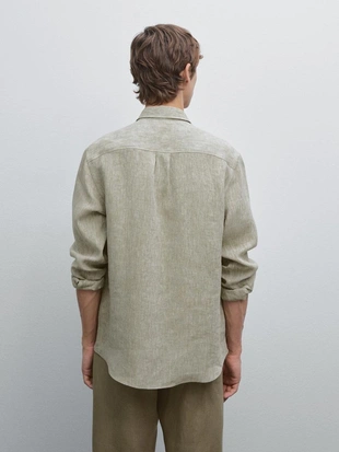 GREEN | 1730/298/500 - Massimo Dutti Рубашка с карманом REGULAR-FIT