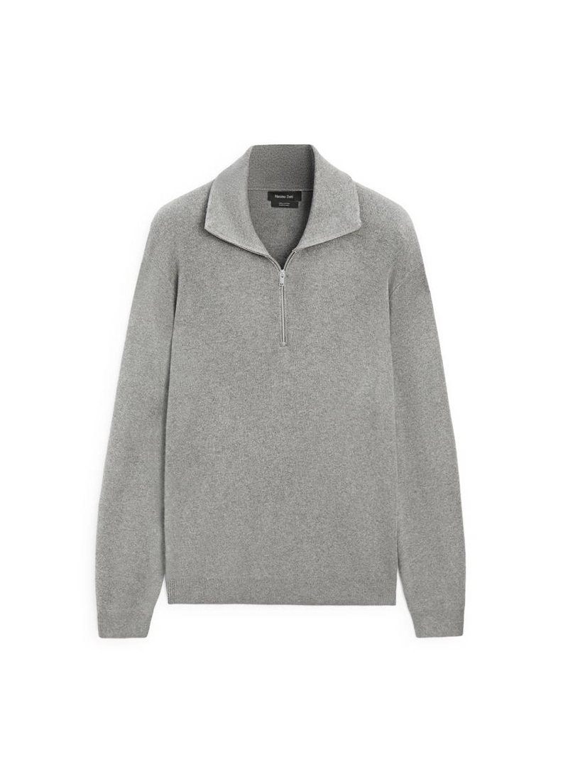 Трикотажный свитер с высоким воротником и молнией massimo dutti из хлопка