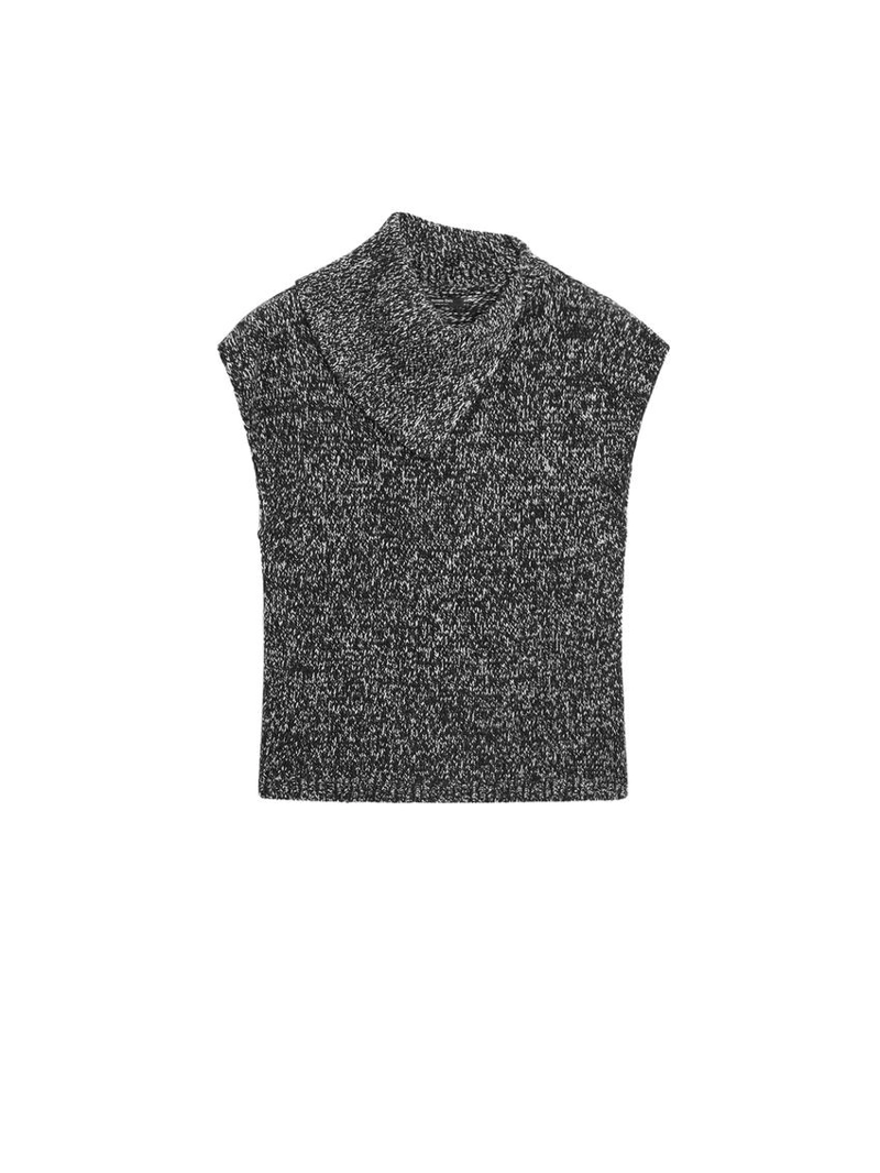 Жилет из меланжевого трикотажа с деталями воротника