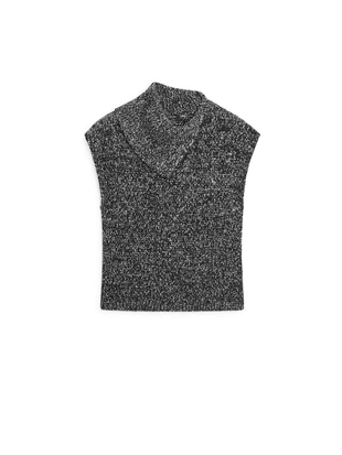 Жилет из меланжевого трикотажа с деталями воротника- Заказать в России