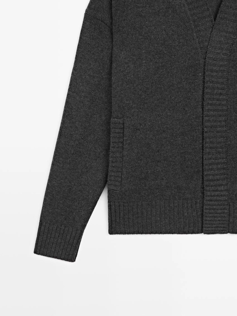 Кардиган с v-образным вырезом из шерстяно-хлопкового микса