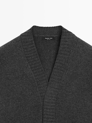 Кардиган с V-образным вырезом из шерстяно-хлопкового микса- Заказать в России
