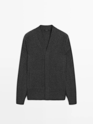 Кардиган с V-образным вырезом из шерстяно-хлопкового микса- Заказать в России