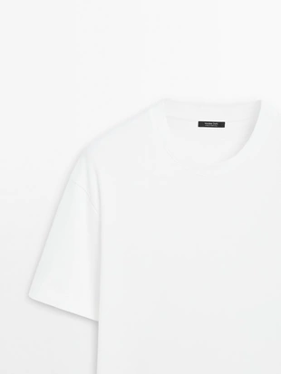 Купить Massimo Dutti Футболка из мерсеризованного хлопка с короткими рукавами средней плотности