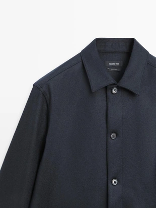 Рубашка-овершерт с карманами из 100% шерсти- Заказать в России