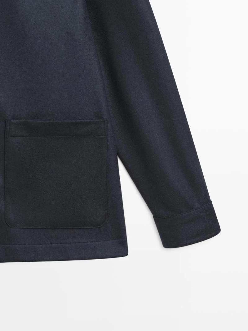 Рубашка-овершерт с карманами из 100% шерсти