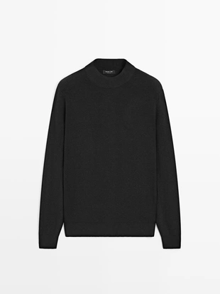 Вязанный свитер из хлопкового микса с мокрым воротником- Заказать в России