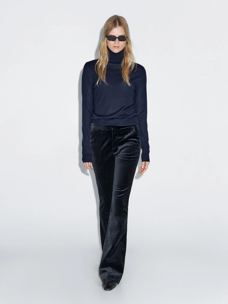 Брюки из бархата скинни-флэр