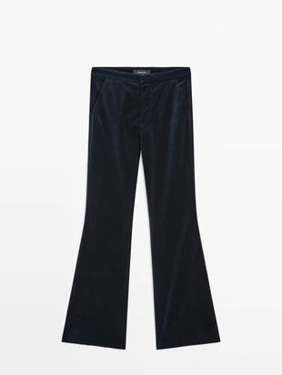 Брюки из бархата скинни-флэр- Заказать в России