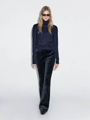 Брюки из бархата скинни-флэр- Заказать в России