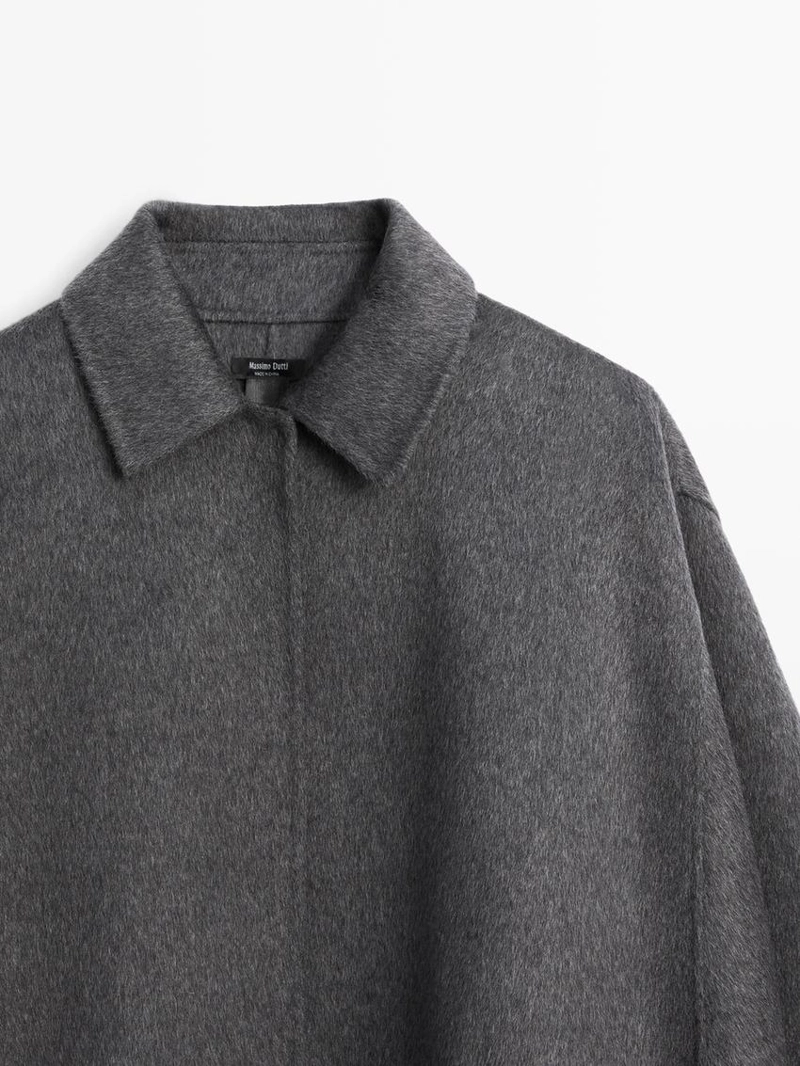 Пальто из шерсти с воротником рубашки