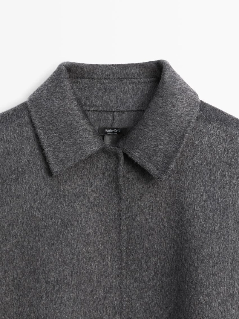 Пальто из шерсти с воротником рубашки