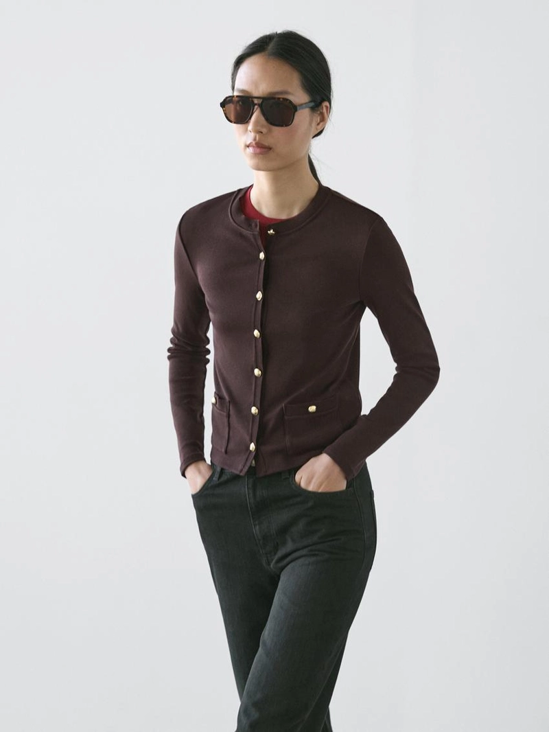 Плетеный кардиган с золотыми пуговицами