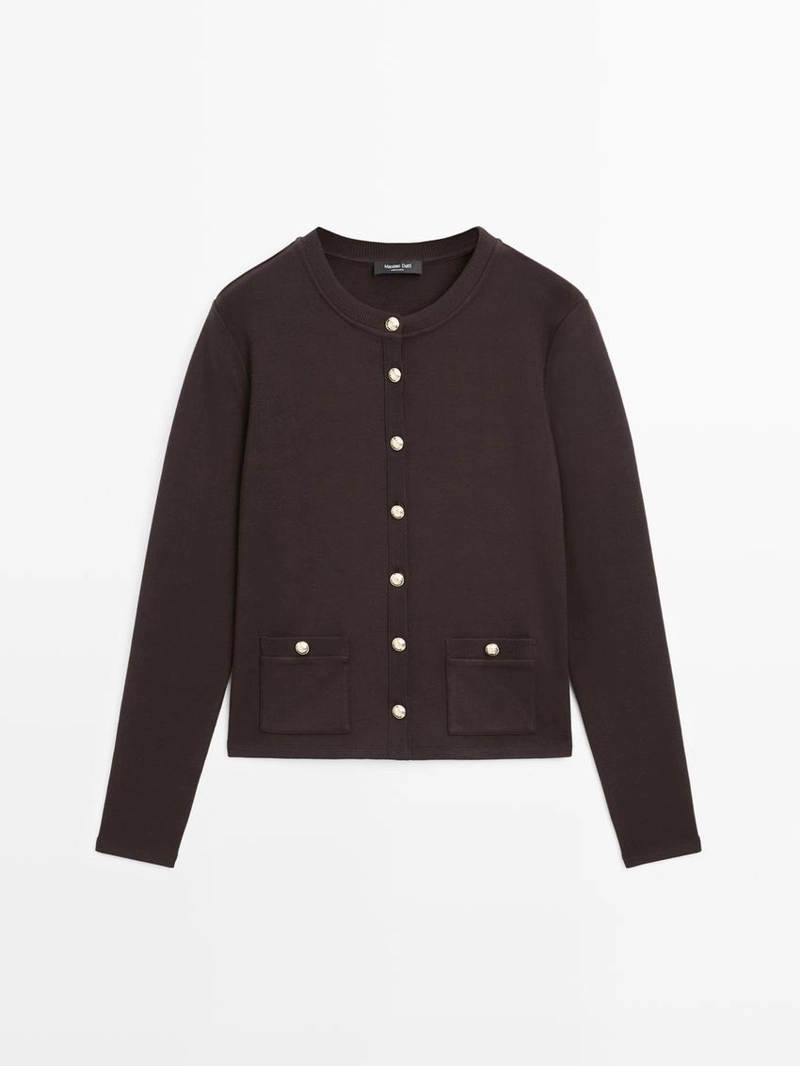 Плетеный кардиган с золотыми пуговицами