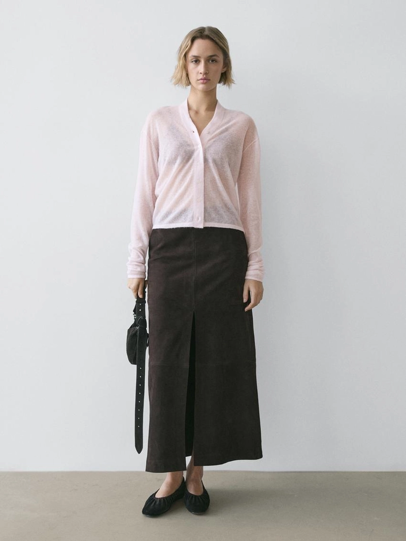 Кардиган из шерстяно-полиэстерного трикотажа