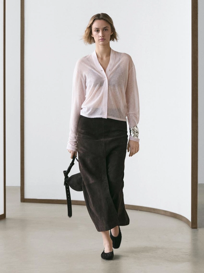 Кардиган из шерстяно-полиэстерного трикотажа