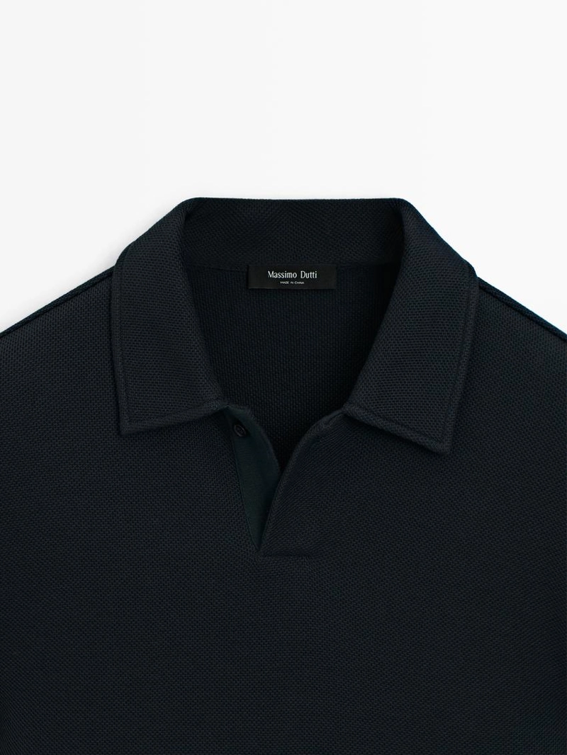 Поло с длинными рукавами из текстурированной ткани