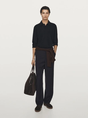 Поло с длинными рукавами из текстурированной ткани- Заказать в России