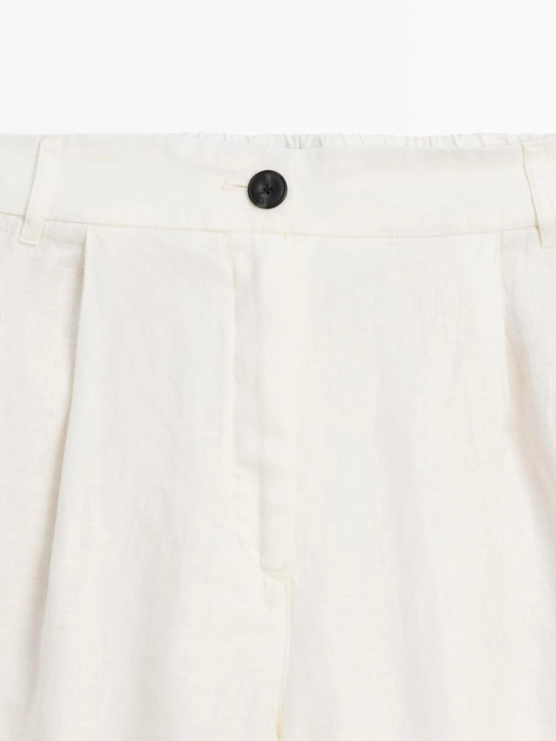 100% льняные широкие брюки с эластичным поясом