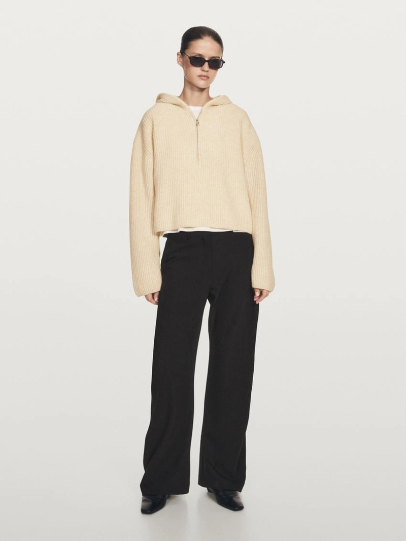 Трикотажный свитер из шерстяной смеси с деталями капюшона