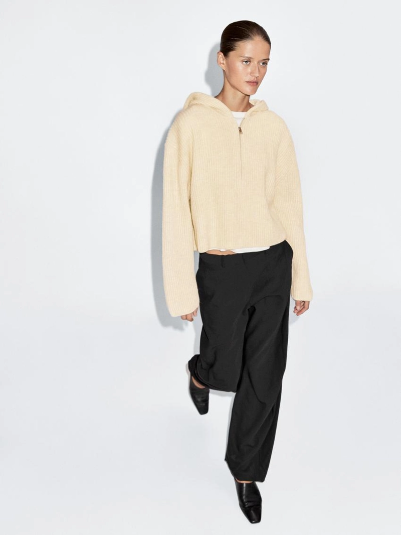 Трикотажный свитер из шерстяной смеси с деталями капюшона