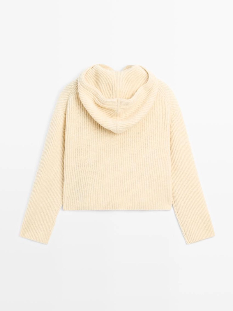 Трикотажный свитер из шерстяной смеси с деталями капюшона