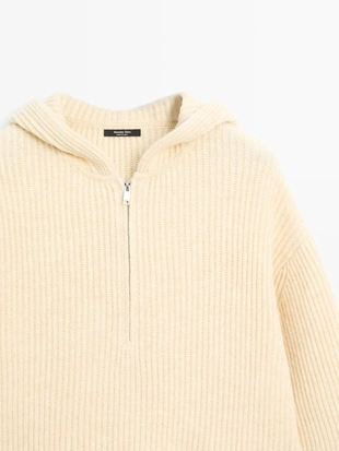 Трикотажный свитер из шерстяной смеси с деталями капюшона- Заказать в России