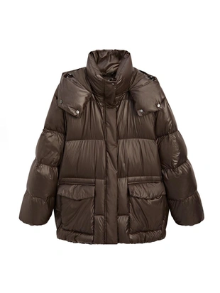 Глянцевый пуховик- Заказать в России