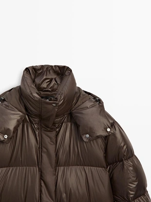 Глянцевый пуховик- Заказать в России