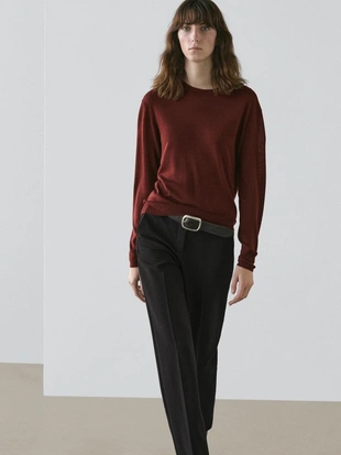 Свитер из мериносовой шерсти с круглым вырезом- Заказать в России