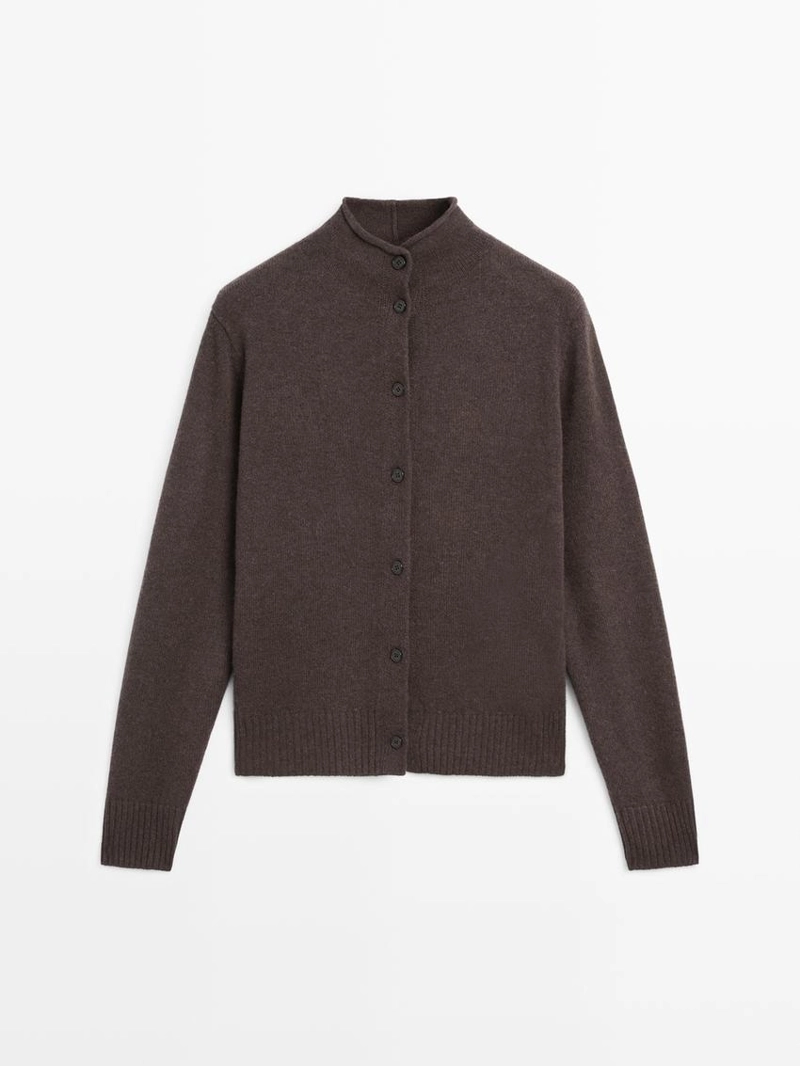 Кардиган из шерсти с высоким воротником