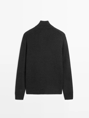 Вязанный свитер с мокрым воротником и молнией- Заказать в России