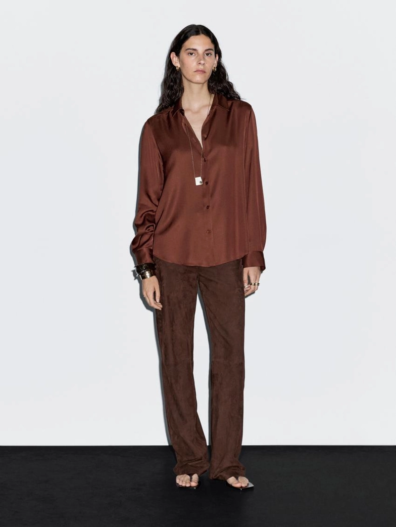 Рубашка из шелка с планкой