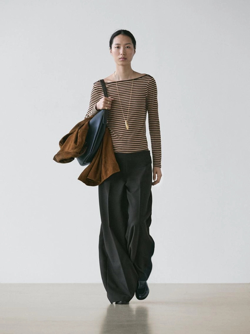 Полосатая футболка с длинным рукавом из хлопка