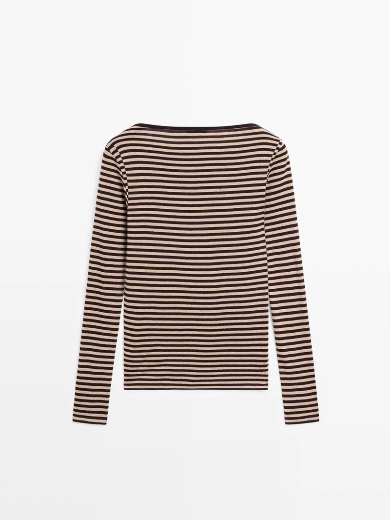 Полосатая футболка с длинным рукавом из хлопка