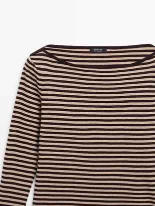 Полосатая футболка с длинным рукавом из хлопка- Заказать в России
