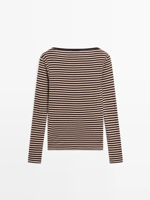 Полосатая футболка с длинным рукавом из хлопка- Заказать в России