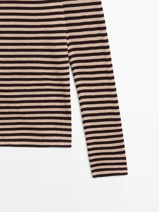 Полосатая футболка с длинным рукавом из хлопка- Заказать в России