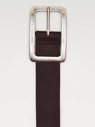 Кожанный ремень с прямоугольной пряжкой- Заказать в России