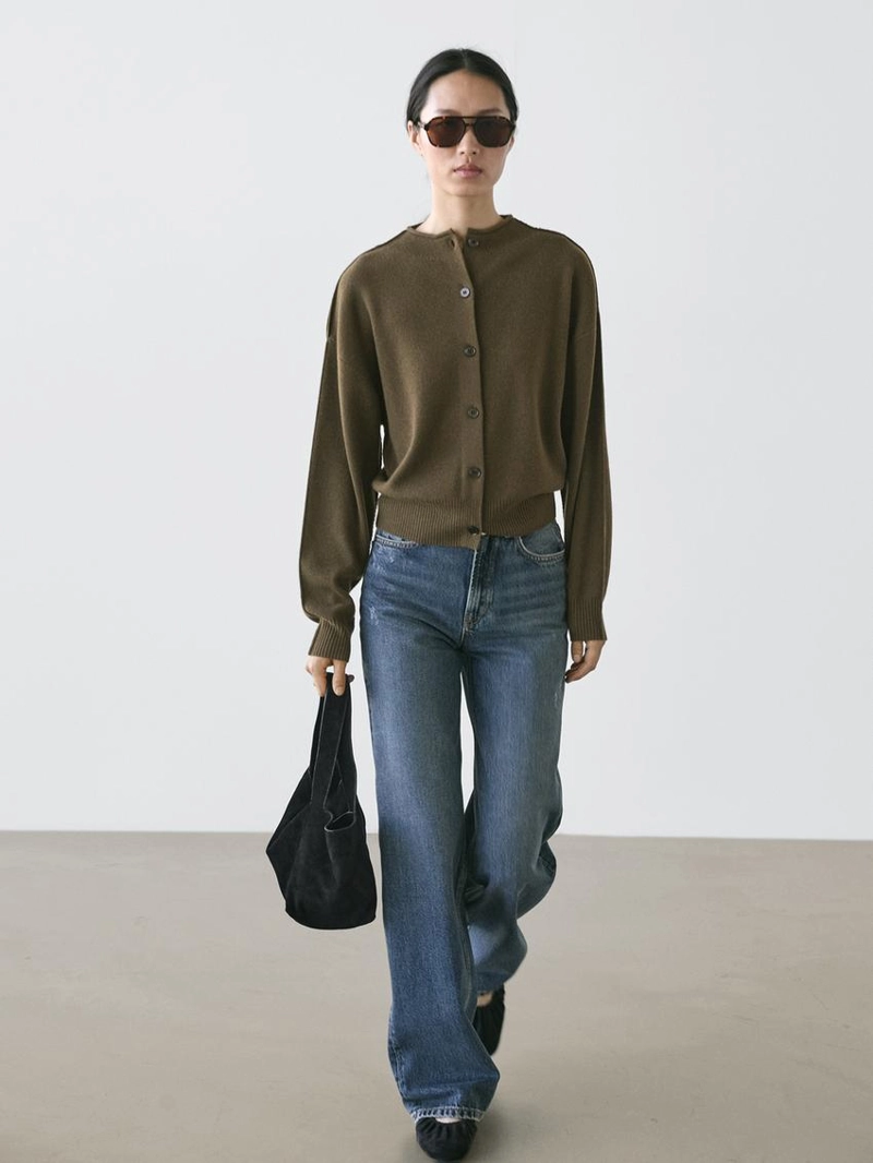 Кардиган из шерстяной смеси с деталями швов