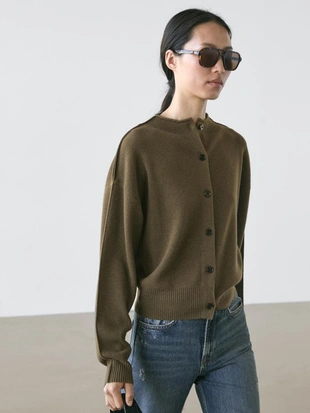 Кардиган из шерстяной смеси с деталями швов- Заказать в России