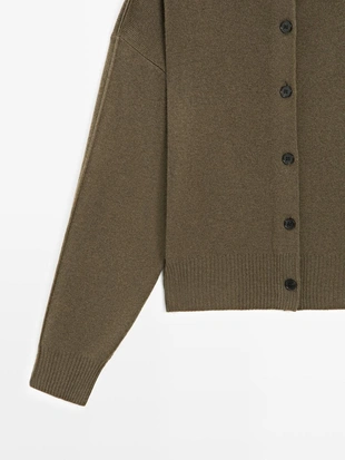 Кардиган из шерстяной смеси с деталями швов- Заказать в России