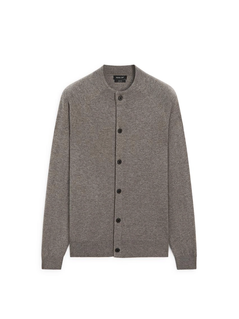 Кардиган с высоким воротником из вязаного трикотажа из шерсти