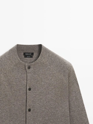 Кардиган с высоким воротником из вязаного трикотажа из шерсти- Заказать в России