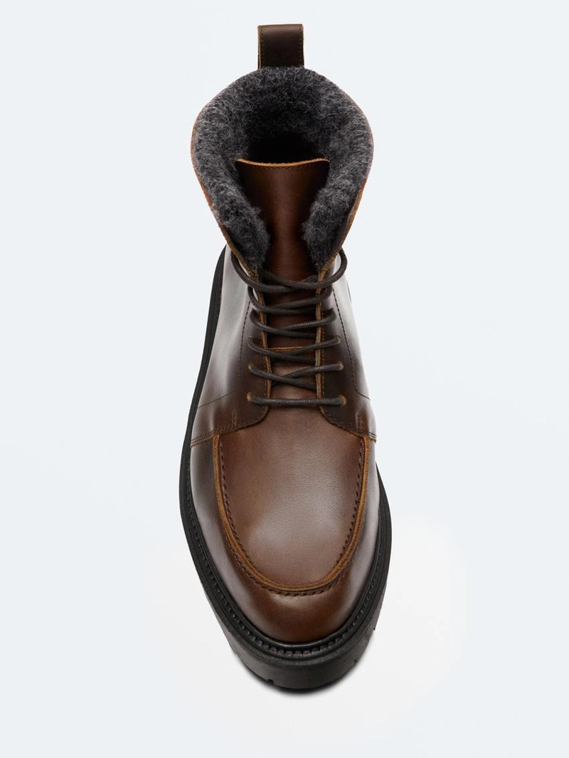 Ботинки из кожи с шнуровкой и подкладкой