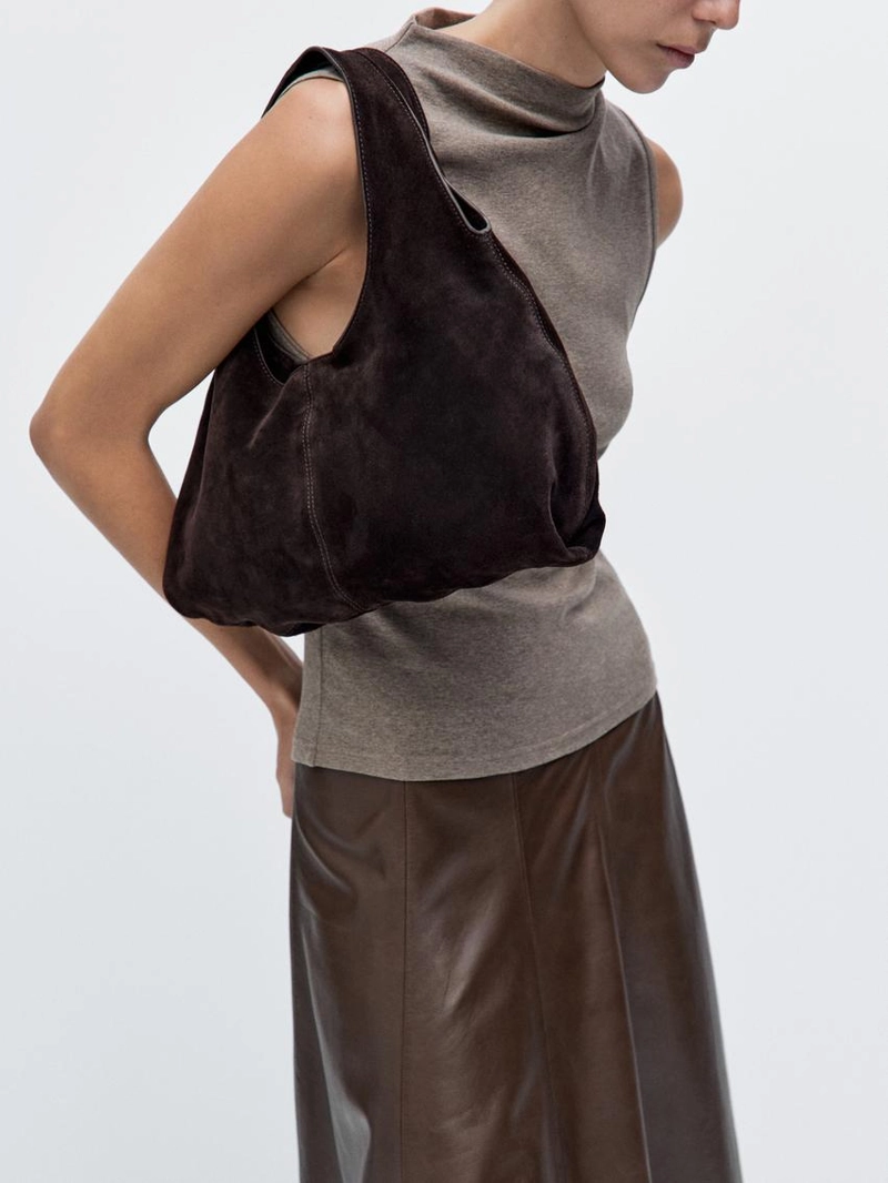 Сумка среднего размера из разделенной кожи