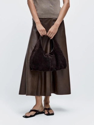 Сумка среднего размера из разделенной кожи- Заказать в России